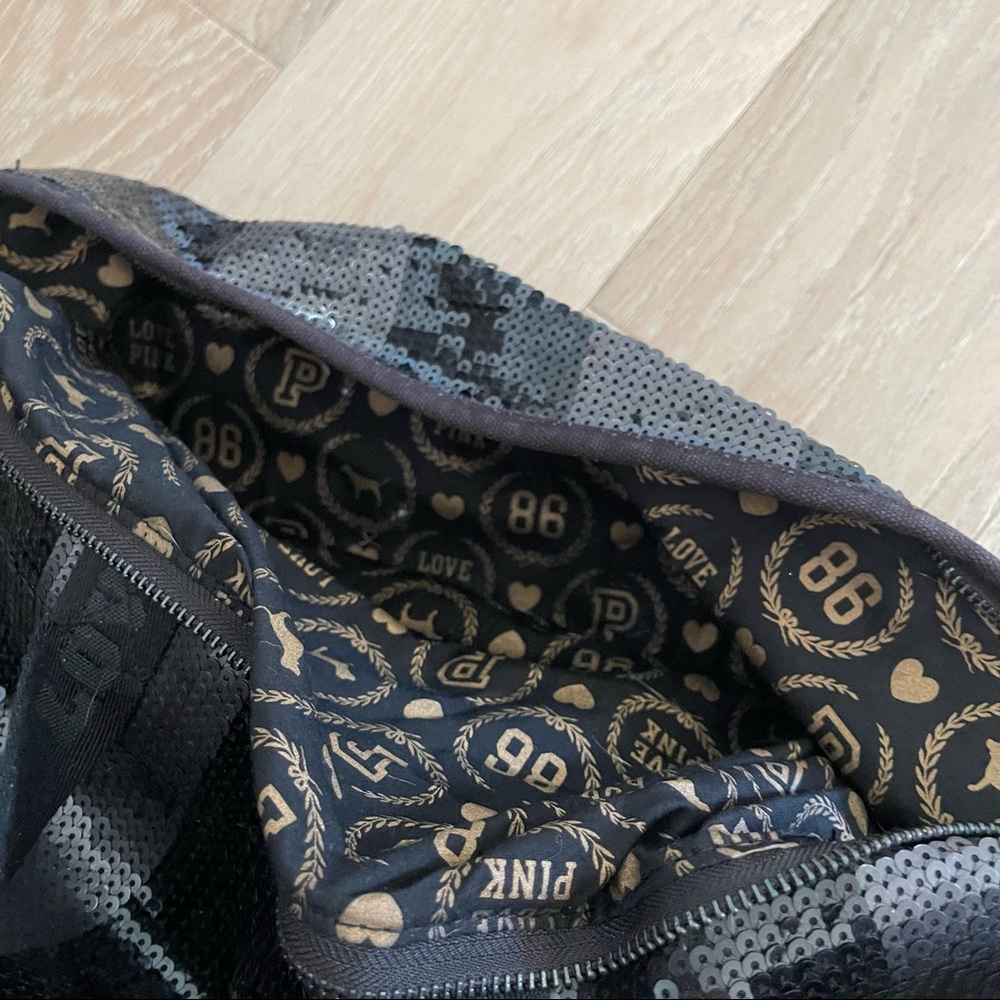 PINK Victoria Secret large duffle black sequins - Picture 2 of 6